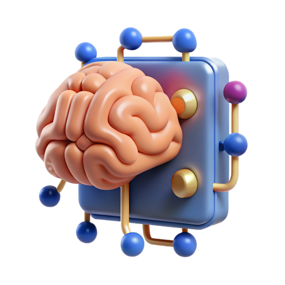 impressive traditional Brain-computer interface connecting mind to machine detailed png