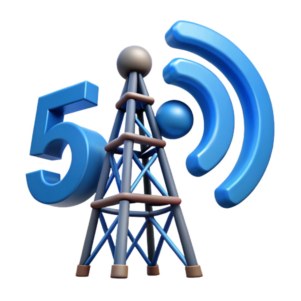 magnificent minimalist 5G cellular tower transmitting data original png