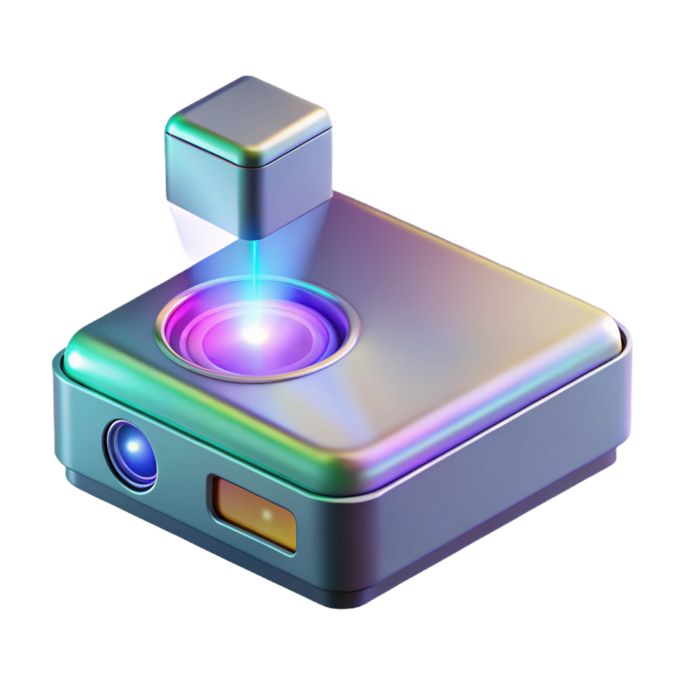 elegant rustic Holographic projector displaying a 3D image professional png
