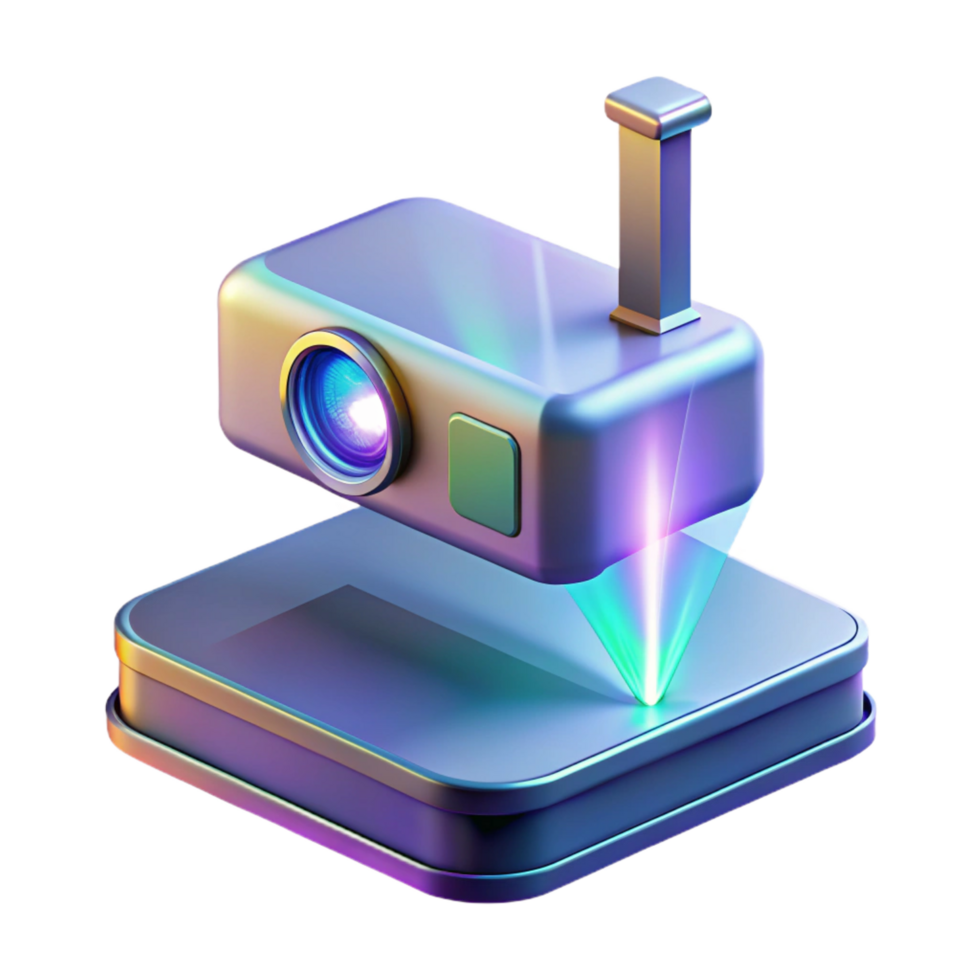 serene creative Holographic projector displaying a 3D image professional png