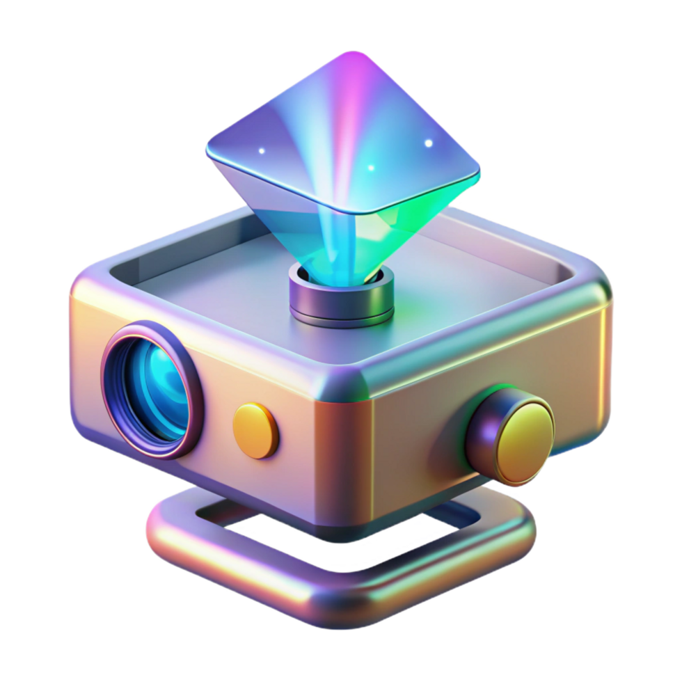 wonderful minimalist Holographic projector displaying a 3D image high quality png