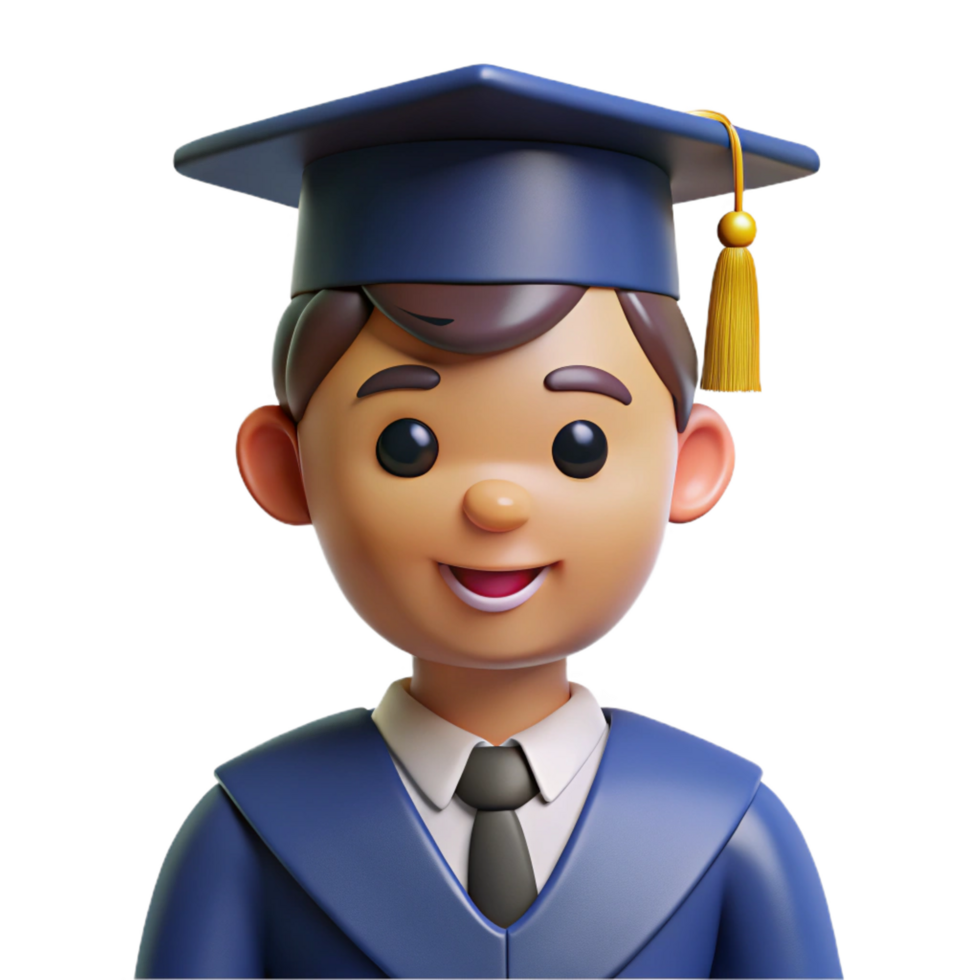 vibrant traditional Graduate student in cap and gown, genuine png