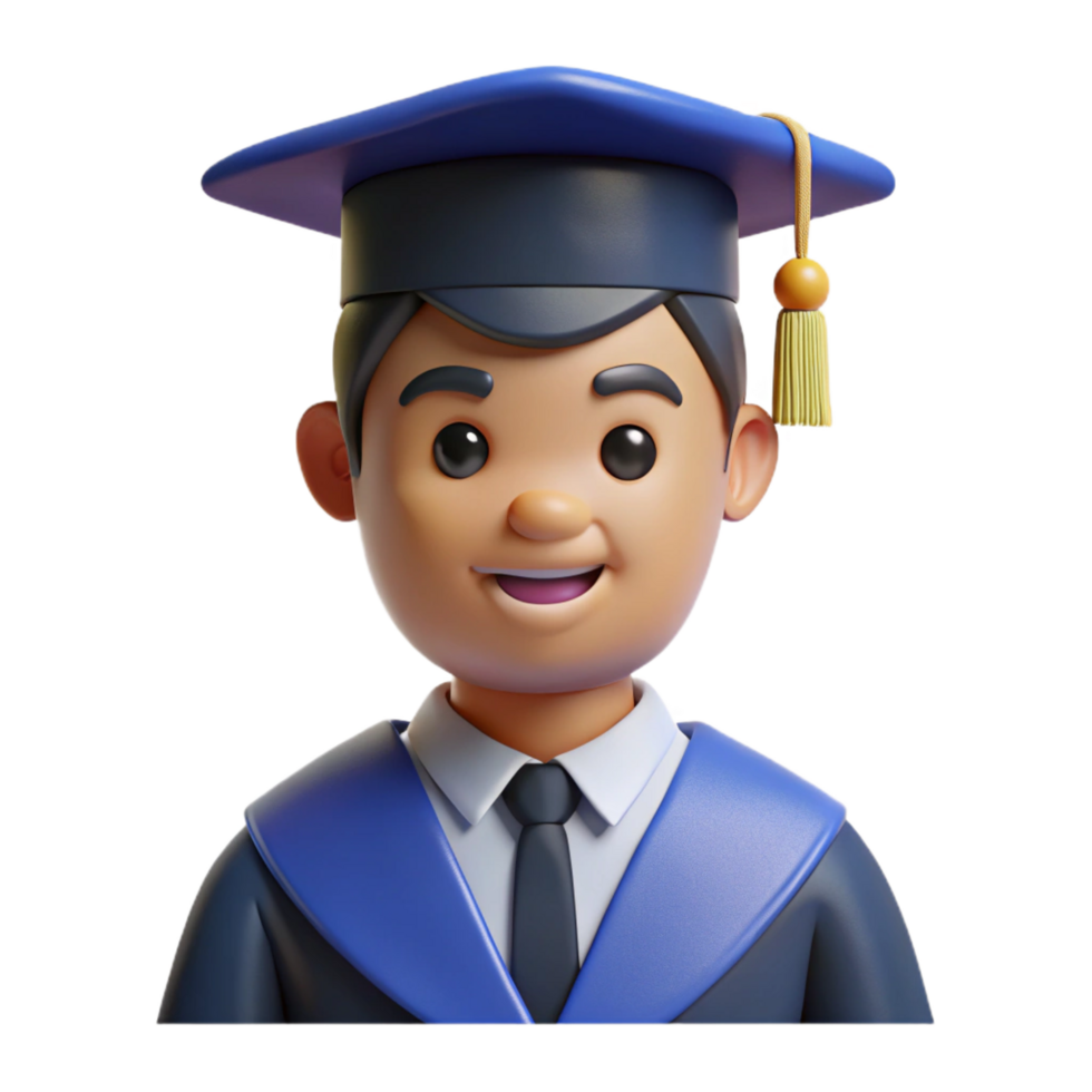 wonderful minimalist Graduate student in cap and gown, detailed png