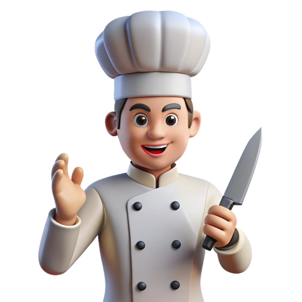 dramatic classic Chef holding a knife, 4K png