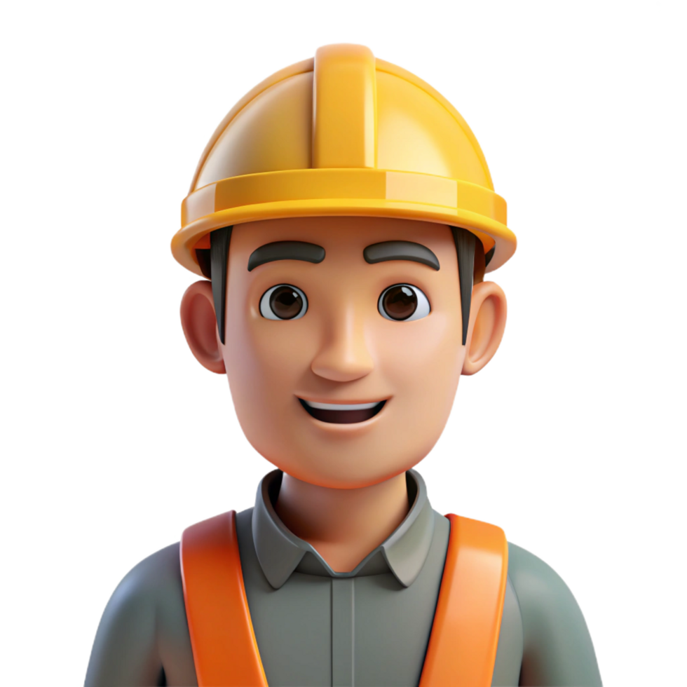 vibrant minimalist Construction worker in hardhat, premium png