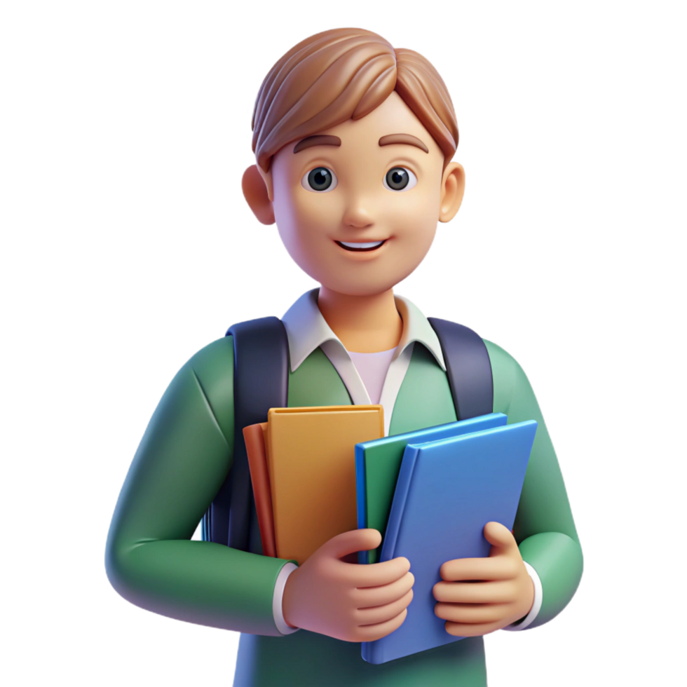 magnificent contemporary Student holding books, genuine png