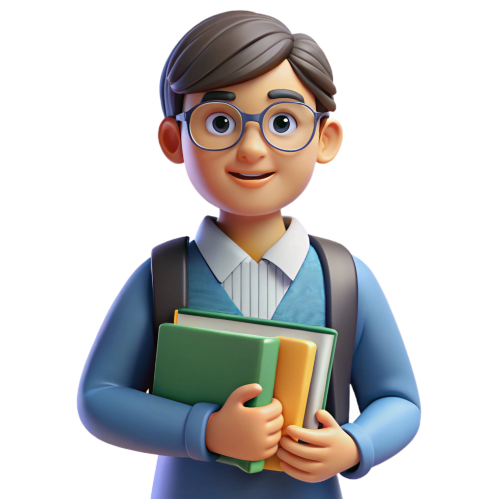 magnificent classic Student holding books, professional png