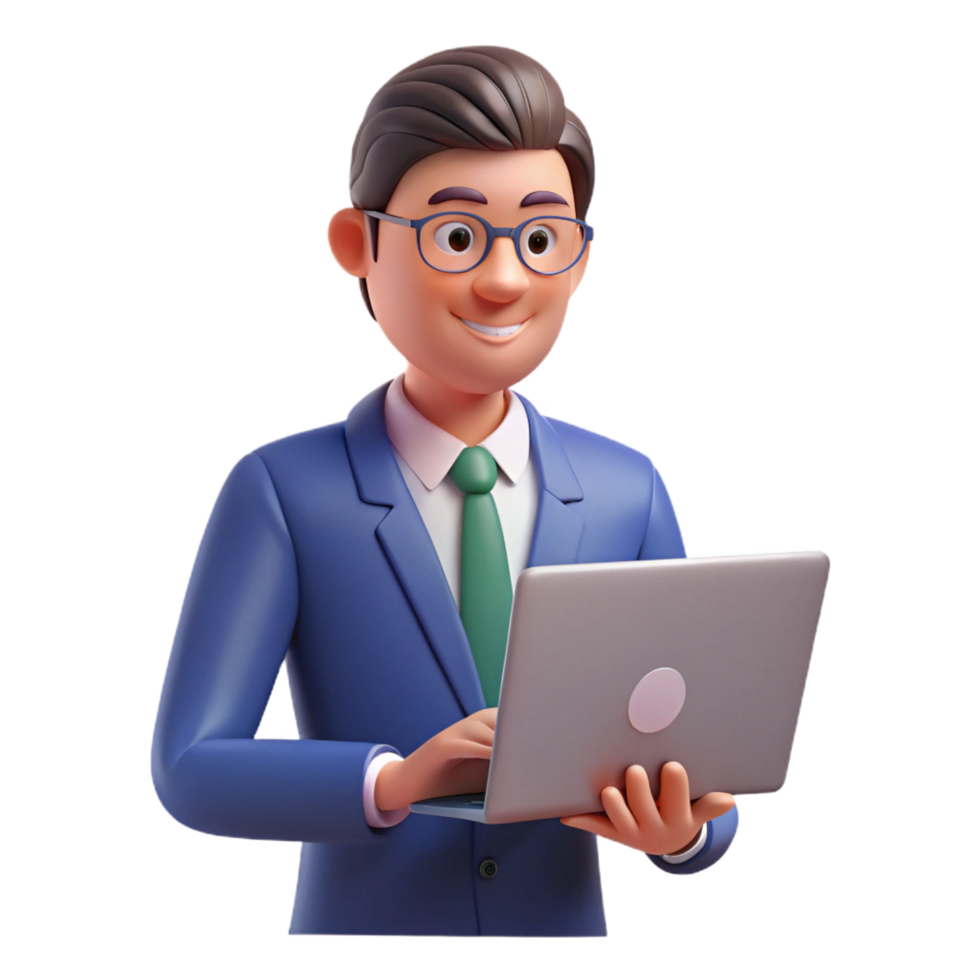magnificent artistic Office worker using a laptop, authentic png