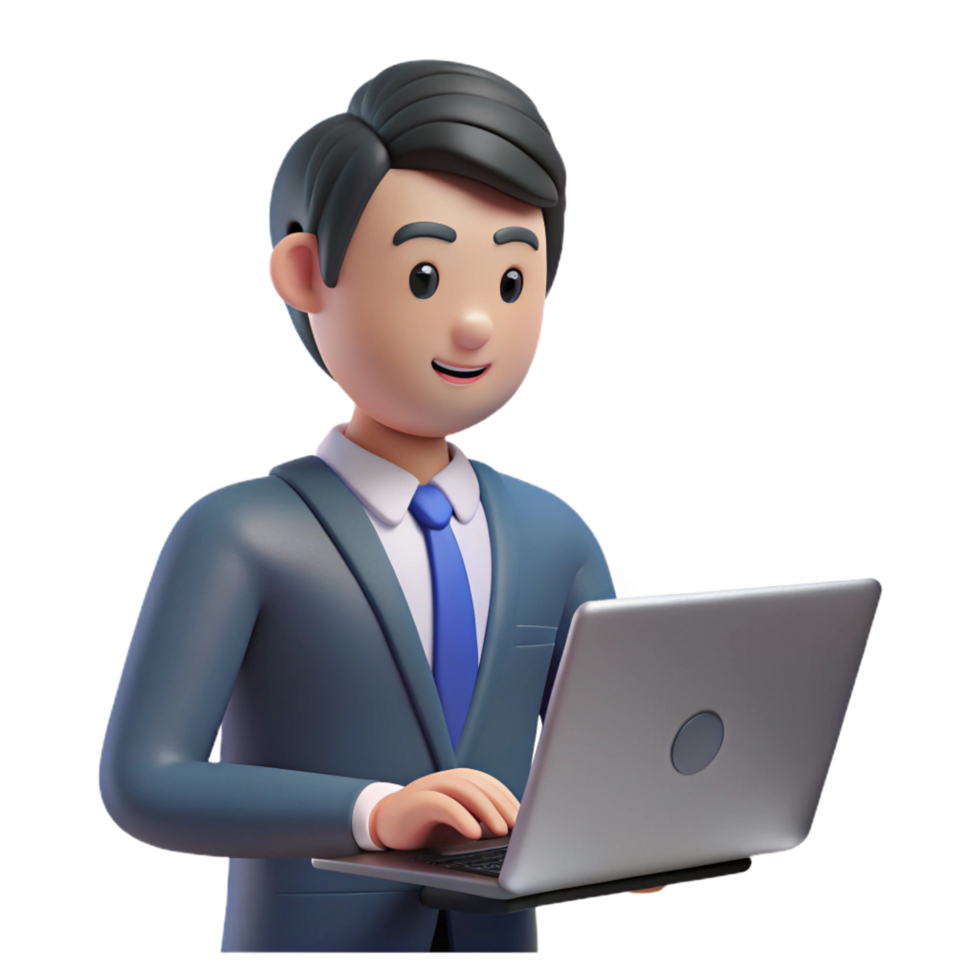 impressive artistic Office worker using a laptop, professional png