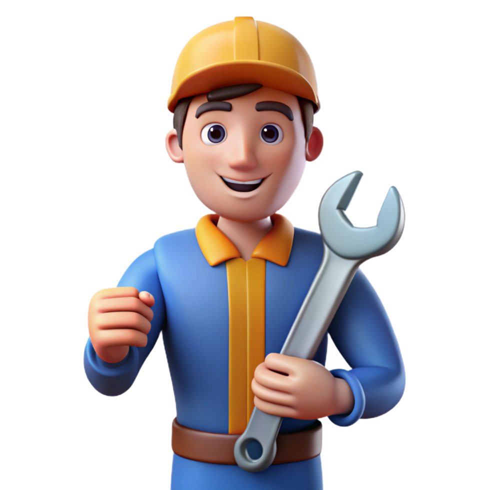 impressive abstract Mechanic holding a wrench, high quality png