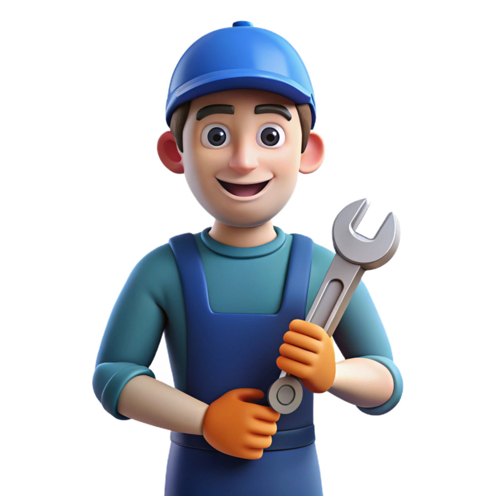 wonderful rustic Mechanic holding a wrench, premium png