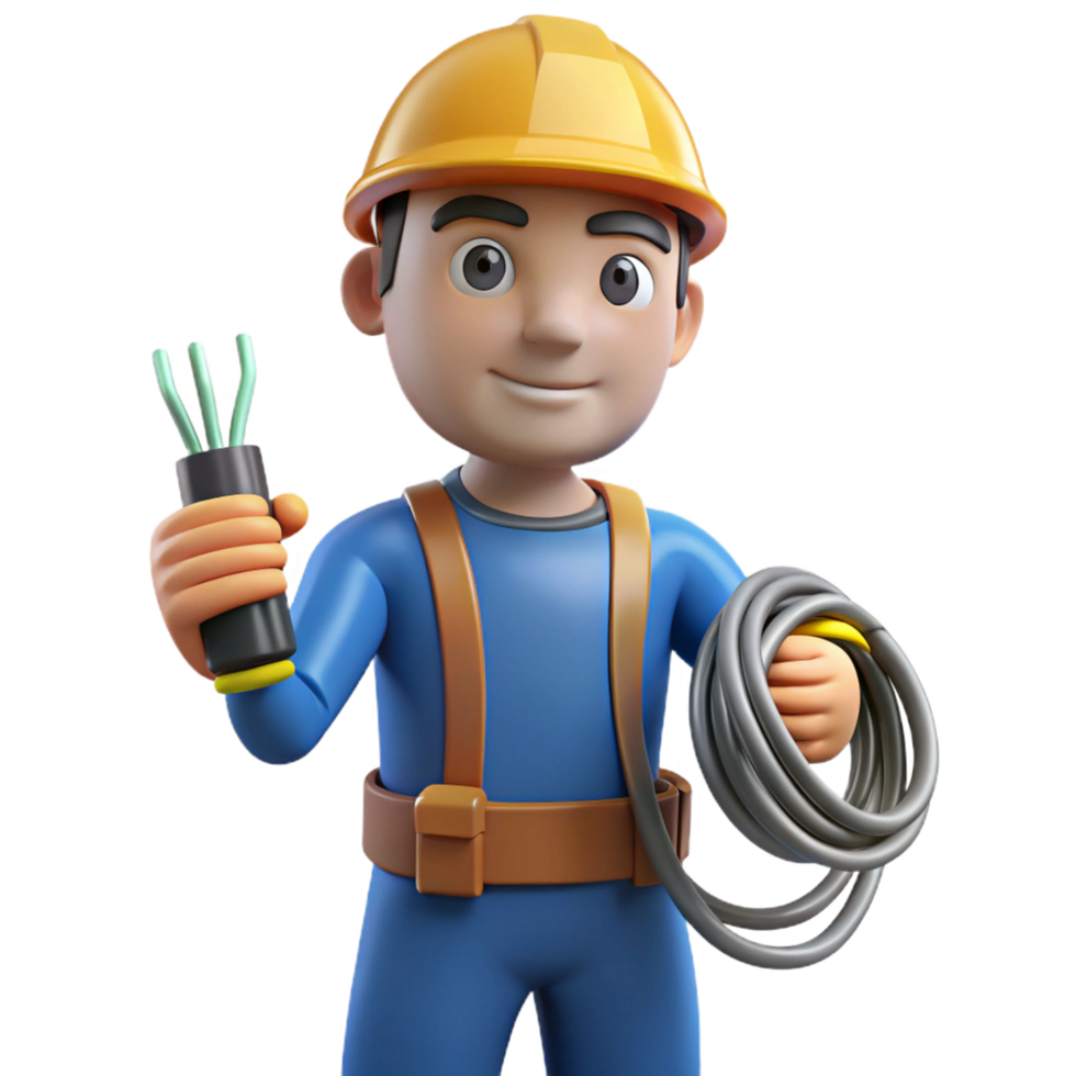 wonderful creative Electrician holding wires, original png