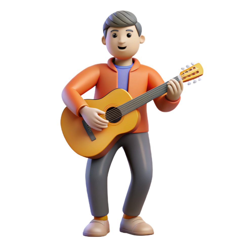 extraordinary modern Musician playing a guitar, premium png