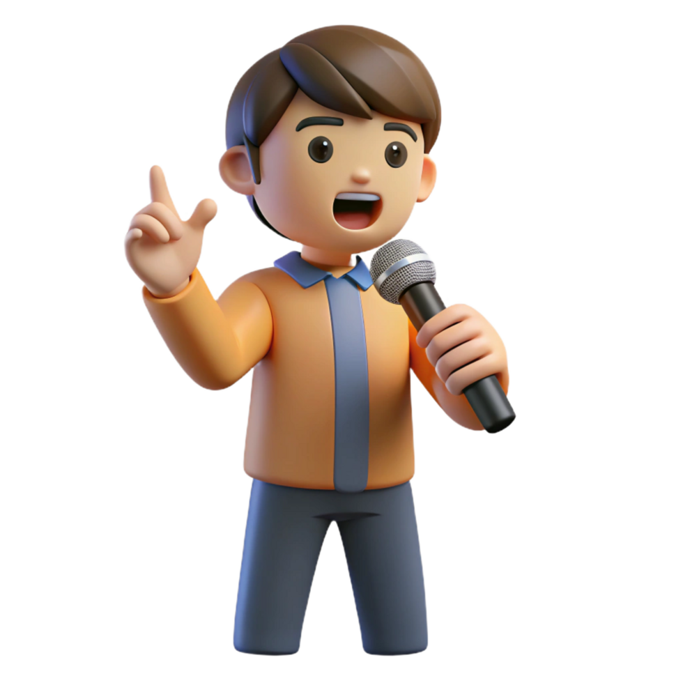 dramatic contemporary Singer holding a microphone, exclusive png