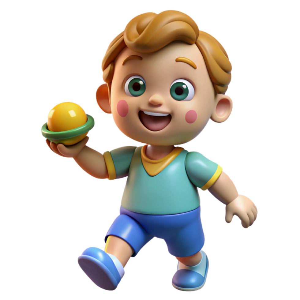 magnificent creative Happy toddler playing with a toy, 4K png