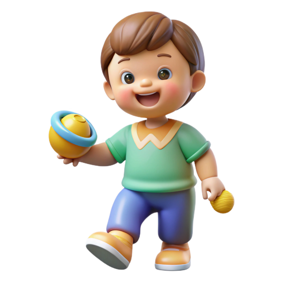 serene abstract Happy toddler playing with a toy, high quality png