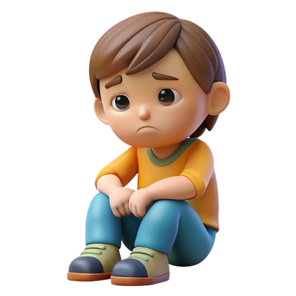 wonderful artistic Sad child sitting alone, high quality png