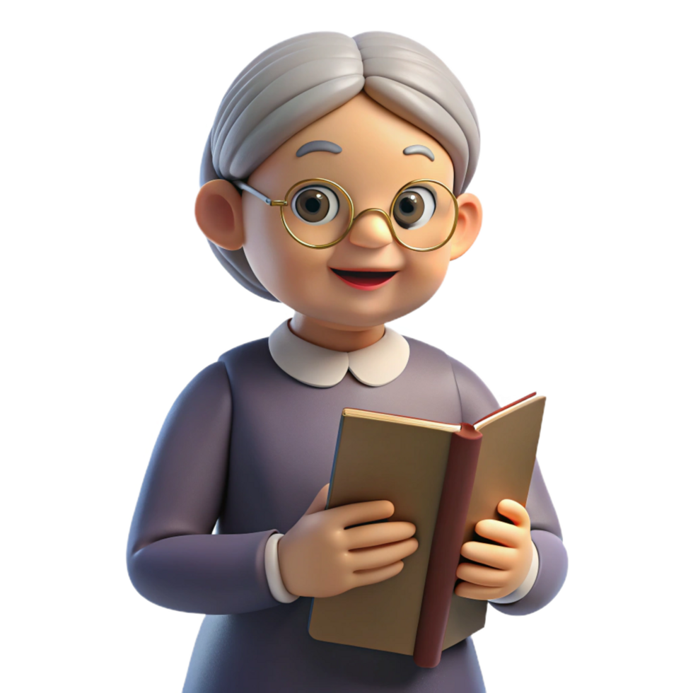 extraordinary creative Wise elderly woman with a book, genuine png