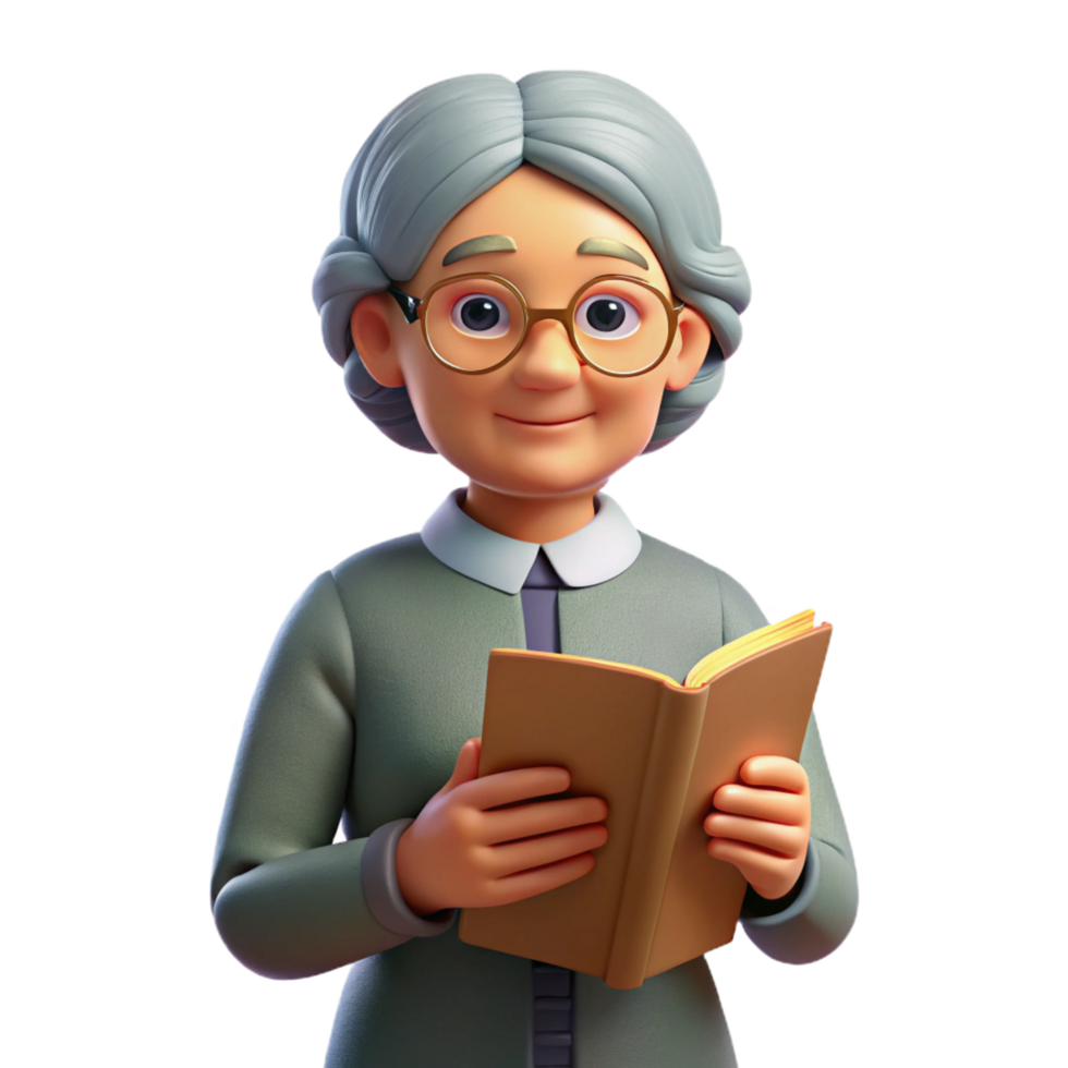 beautiful traditional Wise elderly woman with a book, high quality png