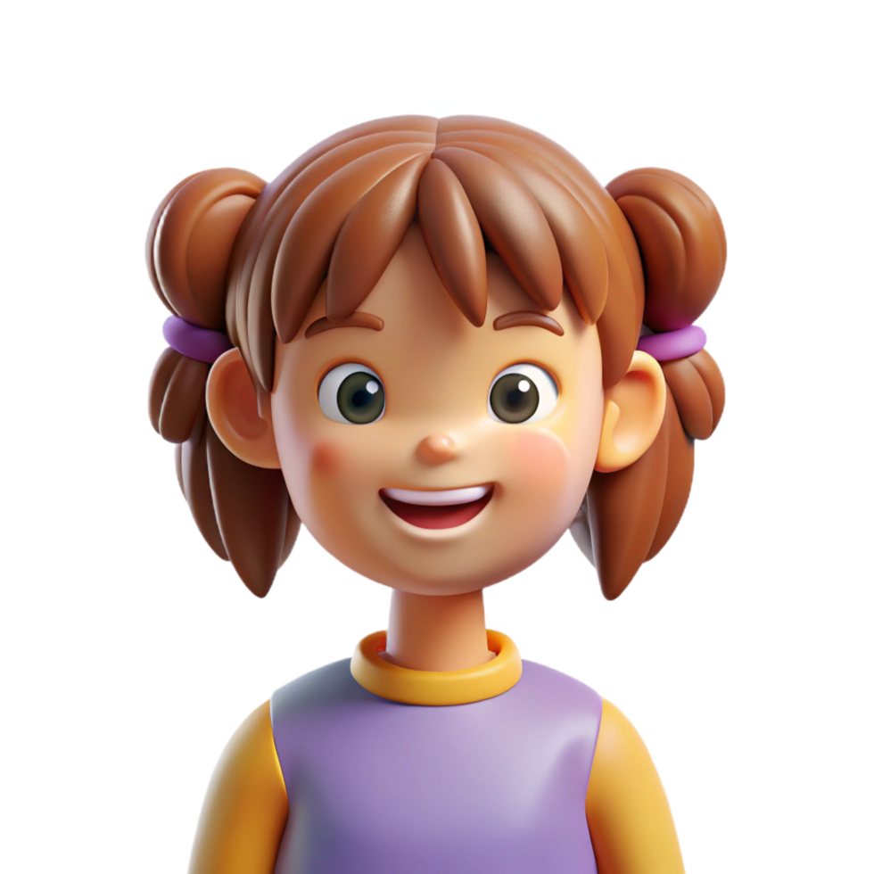 impressive contemporary Girl with pigtails, authentic png