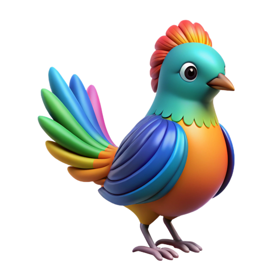 extraordinary abstract Bird with colorful feathers, high resolution png