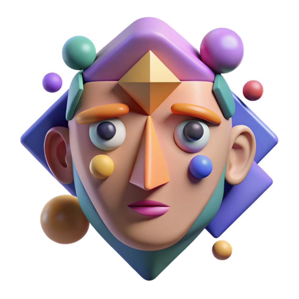 stunning modern Abstract face with geometric shapes, detailed png