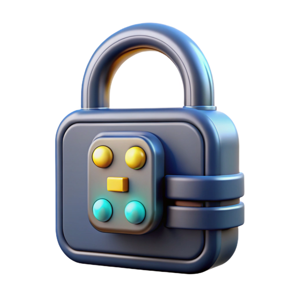 serene rustic High-tech futuristic lock with digital keypad, original png