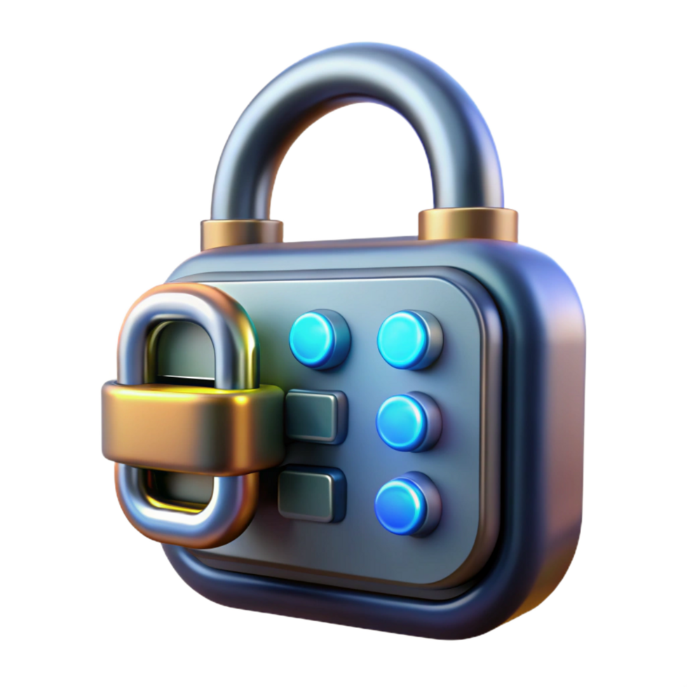 stunning contemporary High-tech futuristic lock with digital keypad, detailed png