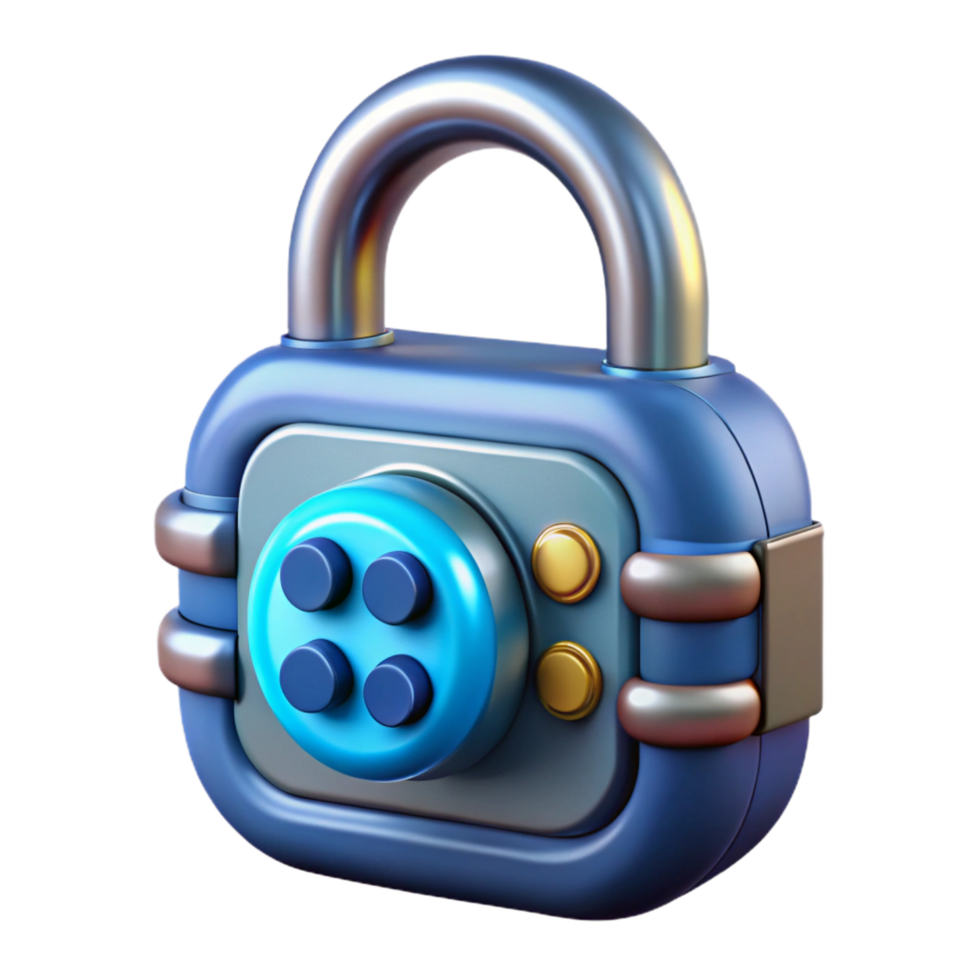 impressive contemporary High-tech futuristic lock with digital keypad, high quality png