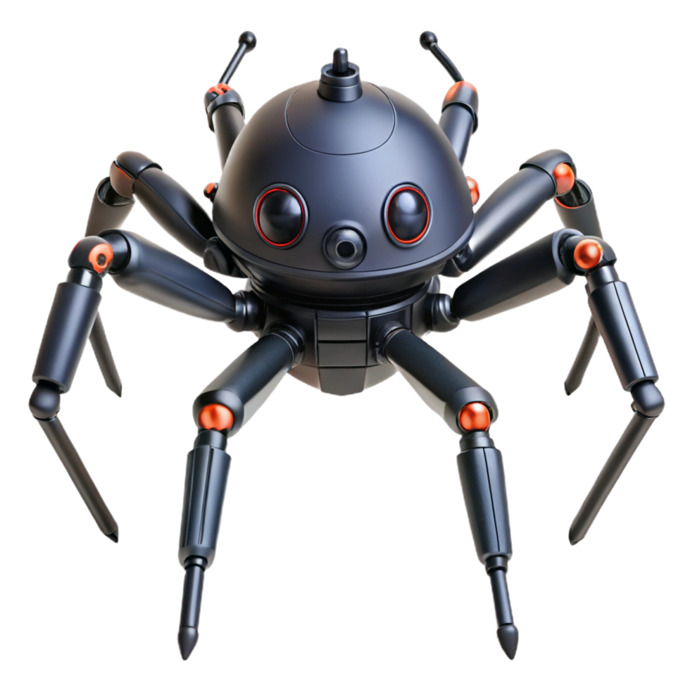 beautiful minimalist Robotic spider drone with multiple legs, exclusive png