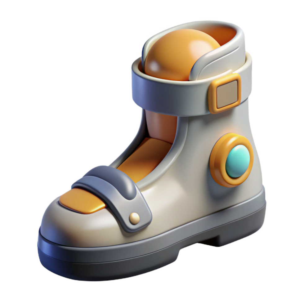 magnificent minimalist Single astronaut boot with magnetic soles, high resolution png