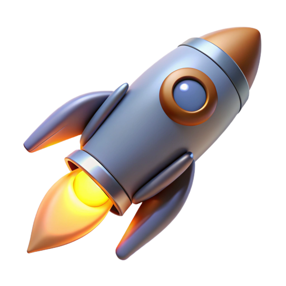 vibrant creative Single spaceship thruster with glowing exhaust, 4K png