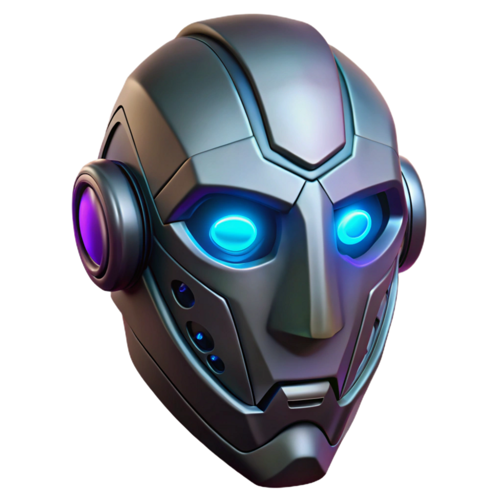 impressive abstract Cyberpunk mask with glowing LED lights, authentic png