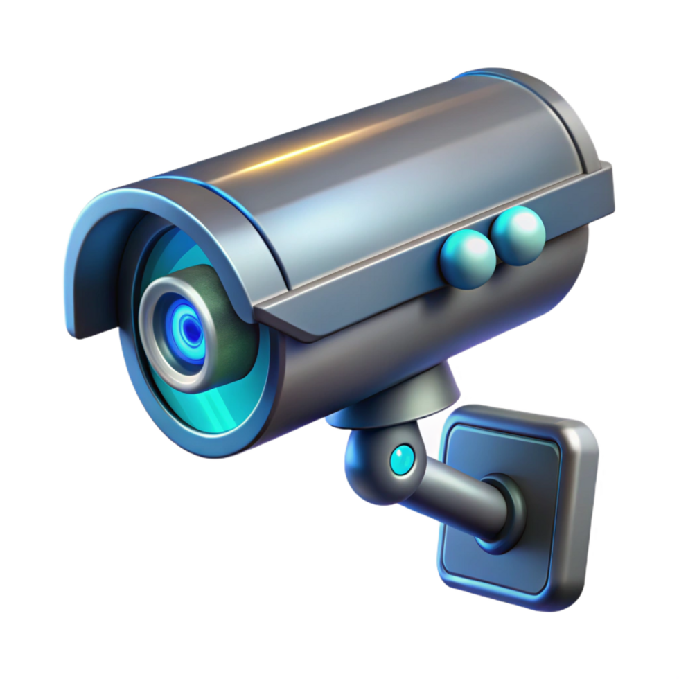dramatic abstract Futuristic security camera with laser scanner, authentic png