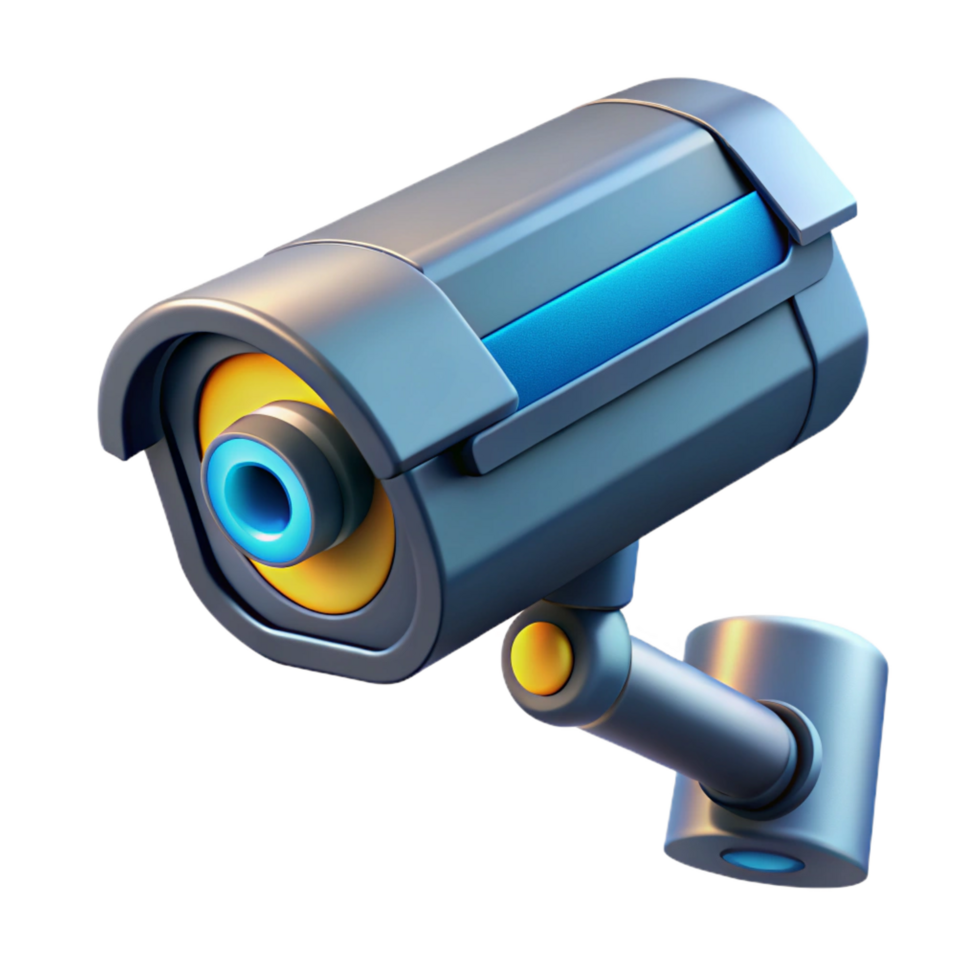 elegant modern Futuristic security camera with laser scanner, professional png
