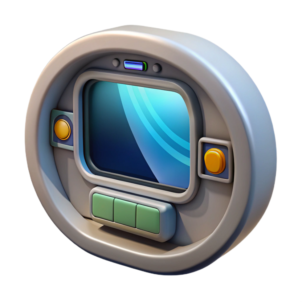 wonderful rustic Single spaceship cockpit window with HUD display, detailed png