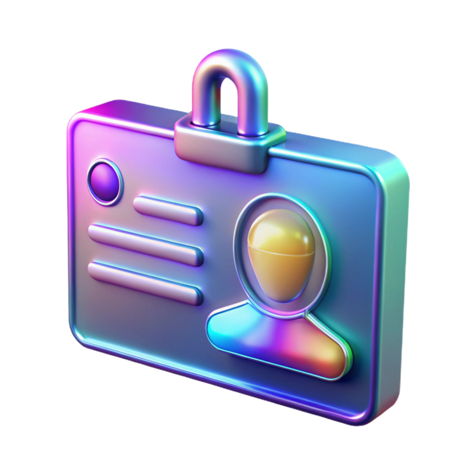 impressive artistic Futuristic ID card with holographic image, exclusive png
