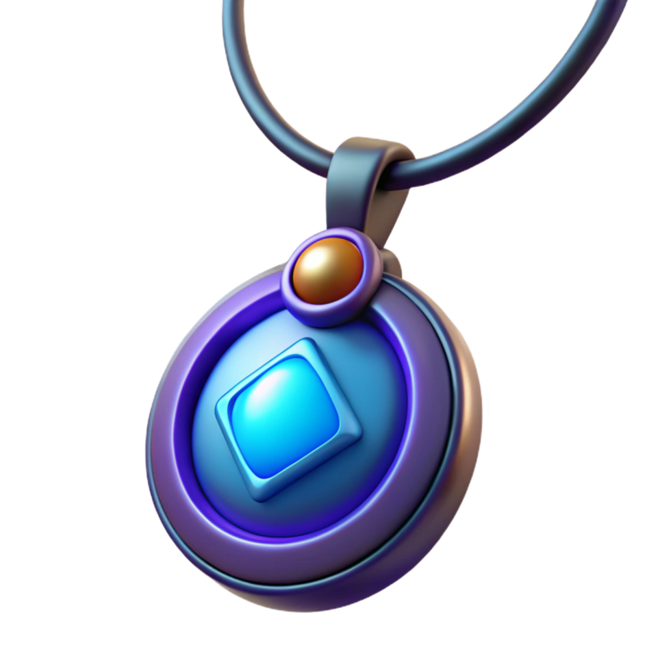 extraordinary minimalist Futuristic necklace with glowing pendant, premium png