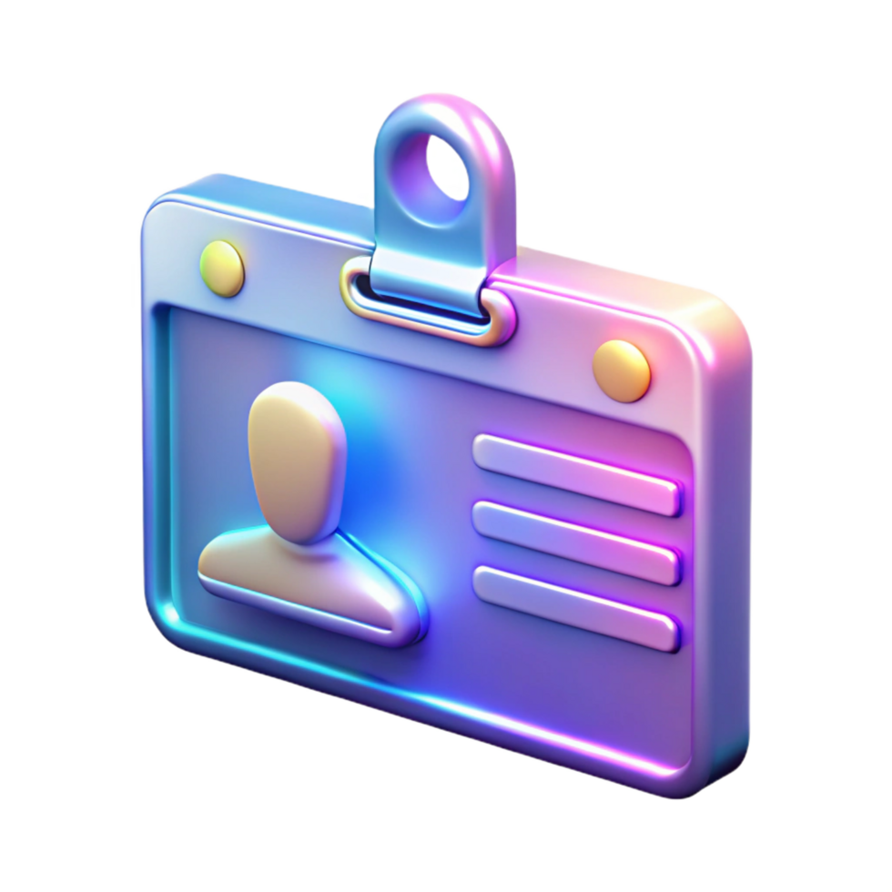 beautiful minimalist Futuristic ID card with holographic image, authentic png