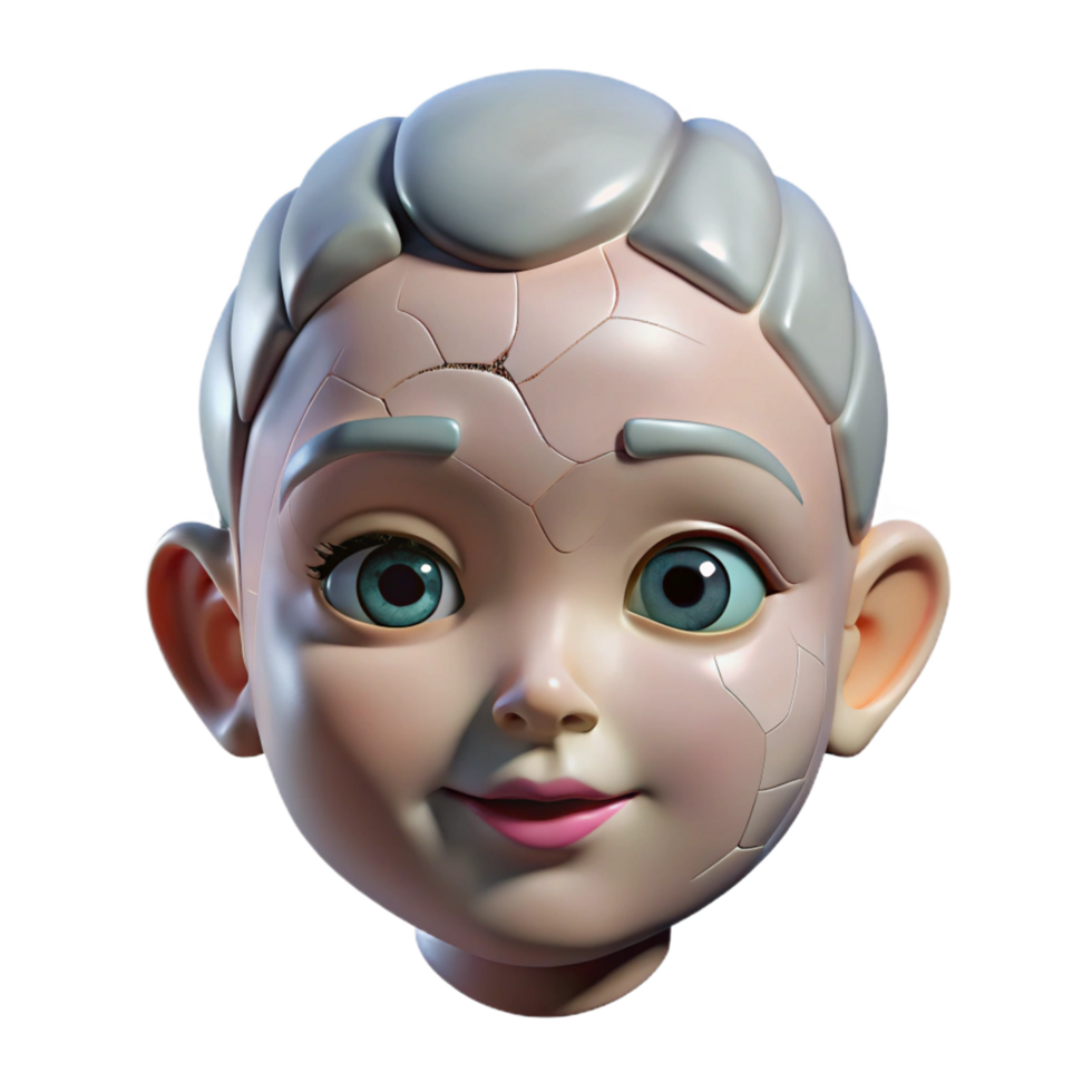 magnificent classic A cracked porcelain doll head, genuine png