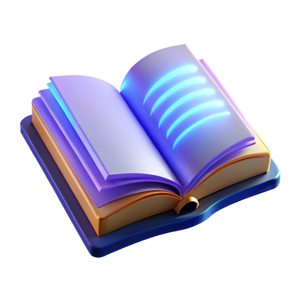 elegant modern An open book with glowing pages, 4K png