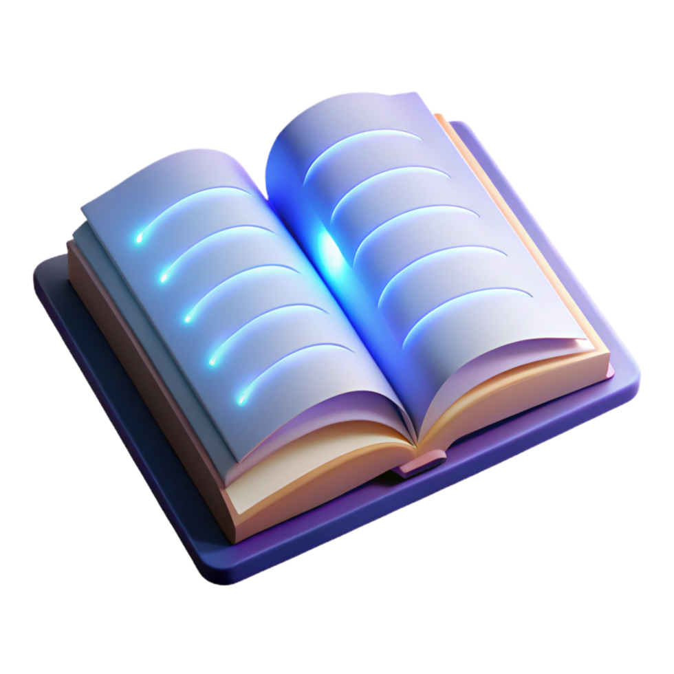 magnificent modern An open book with glowing pages, high quality png