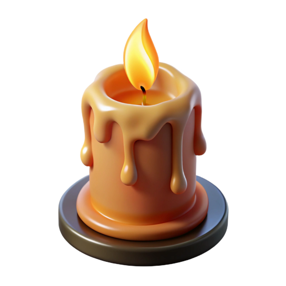 magnificent abstract A burning candle with dripping wax, high quality png