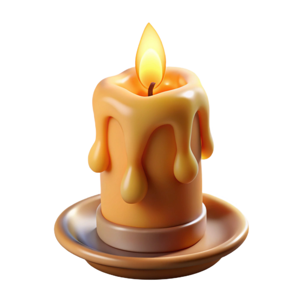 impressive modern A burning candle with dripping wax, authentic png