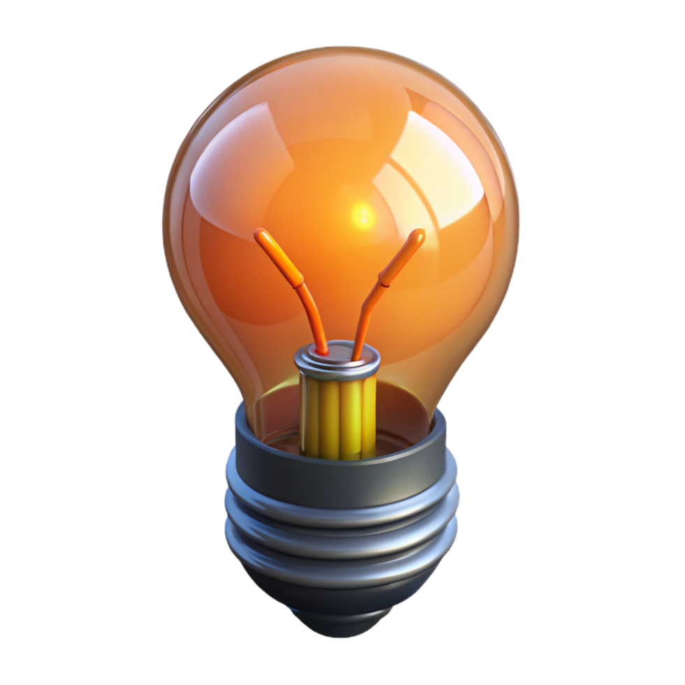 wonderful rustic A lightbulb with a filament glowing brightly, premium png