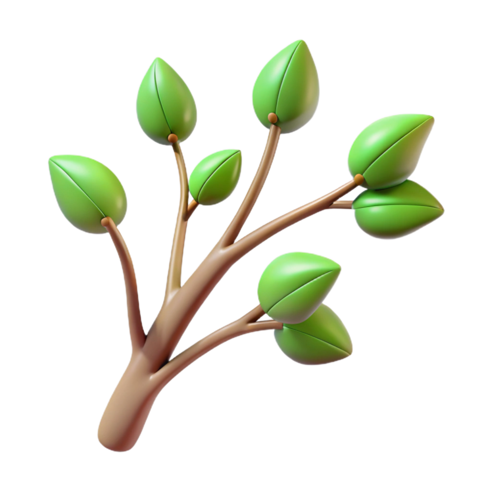 serene abstract A tree branch with budding leaves, 4K png