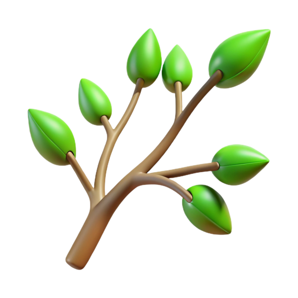 wonderful abstract A tree branch with budding leaves, authentic png