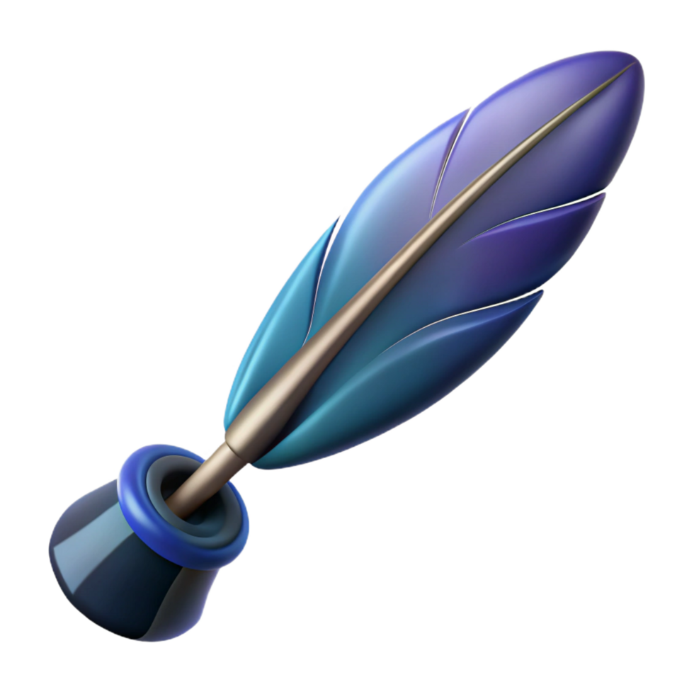 wonderful creative A feather pen with an ink blot, 4K png
