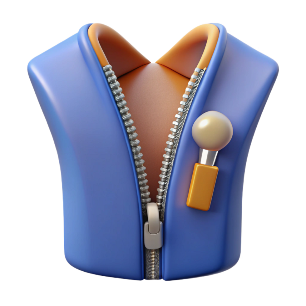 serene vintage A zipper, partially unzipped, professional png
