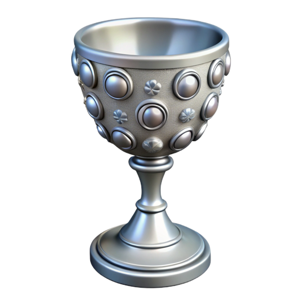 elegant classic A single, ornate silver goblet encrusted with jewels professional png